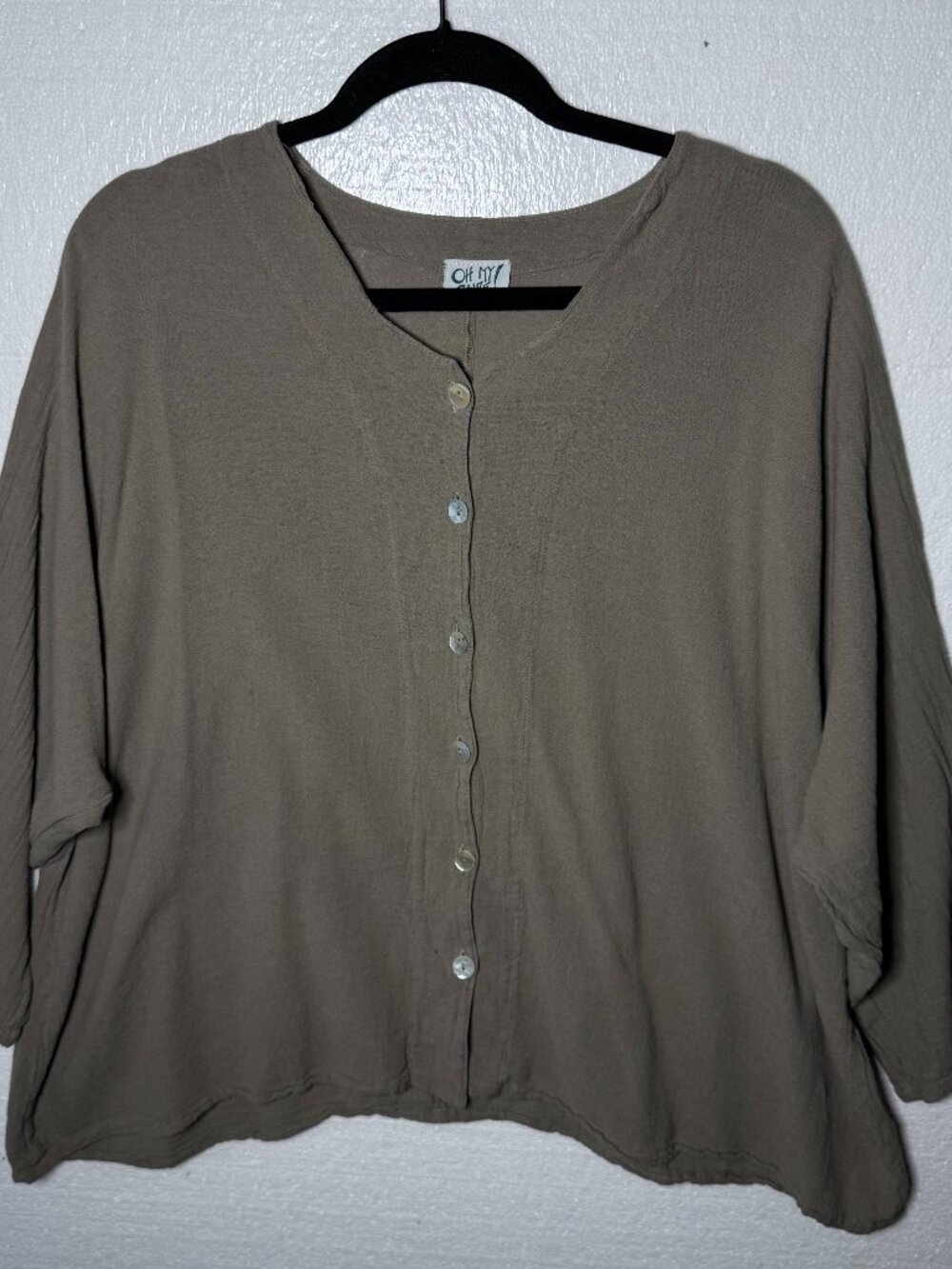 Oh My Gauze! Womens Sz XL Lagenlook Button Front Boho Oversized Top 100% Cotton
